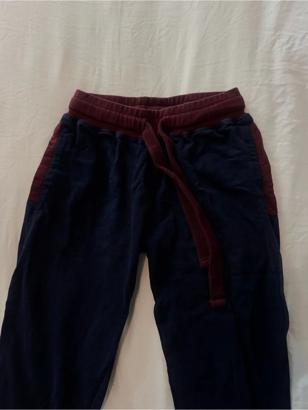 Men's Navy Jogger Pants with Burgundy Trim